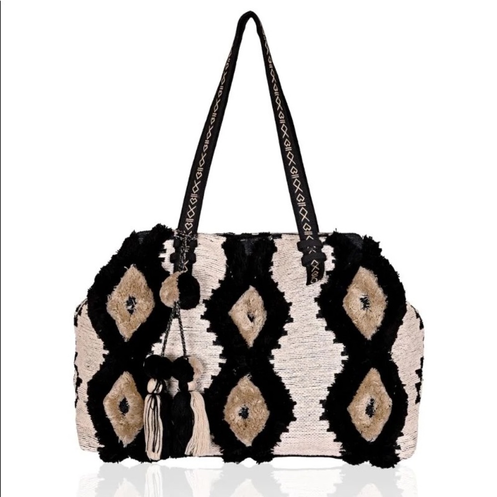Whisper White Fringe Embroidered Weekender Bag America & Beyond